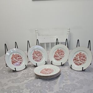 Vintage Set Of 8 Apricot Shafford Japan Porcelain Dessert Plates Fruit Graphics